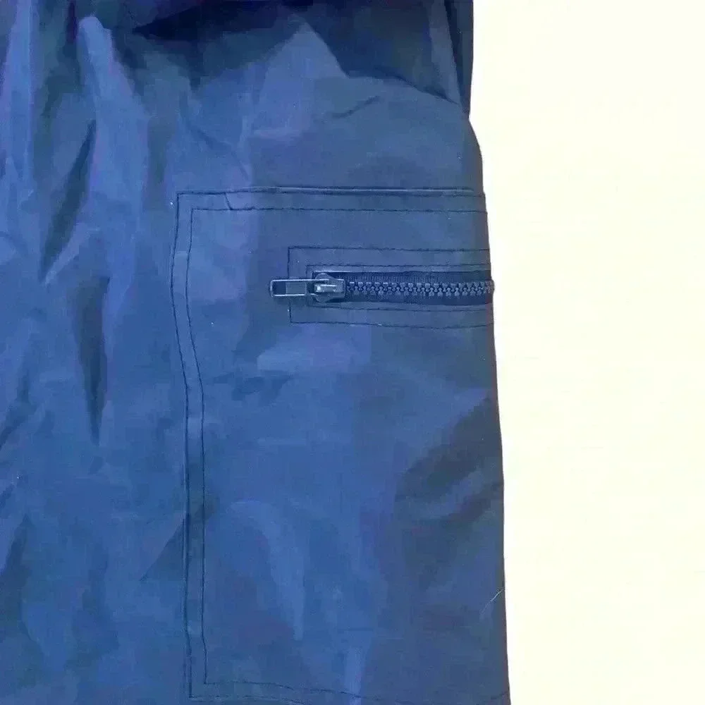 Totes Women's PVC Navy Blue Coat Jacket With Hood Full Zip Size S Raingear